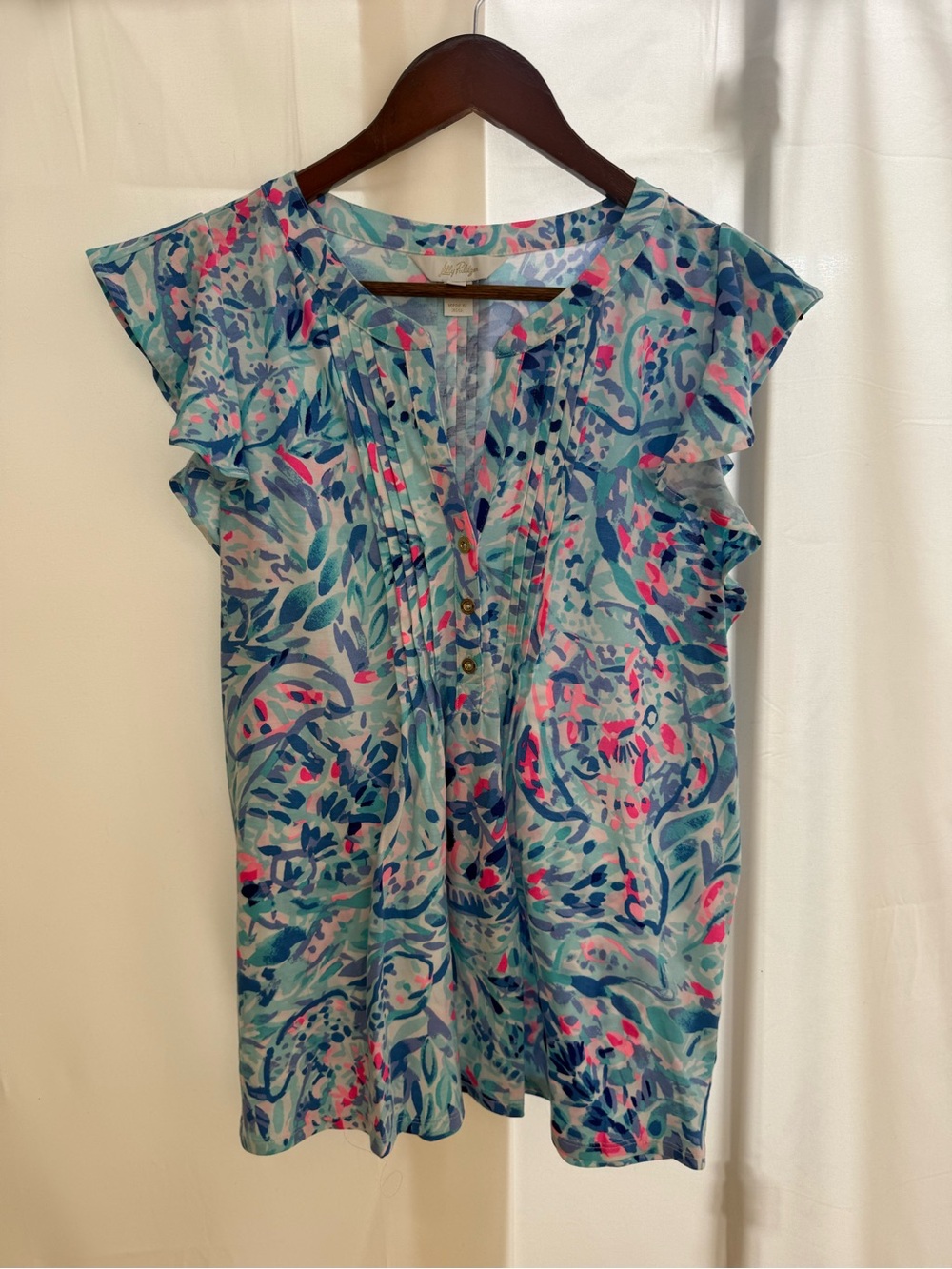 Lily Pulitzer Flutter Sleeve Blouse NWOT